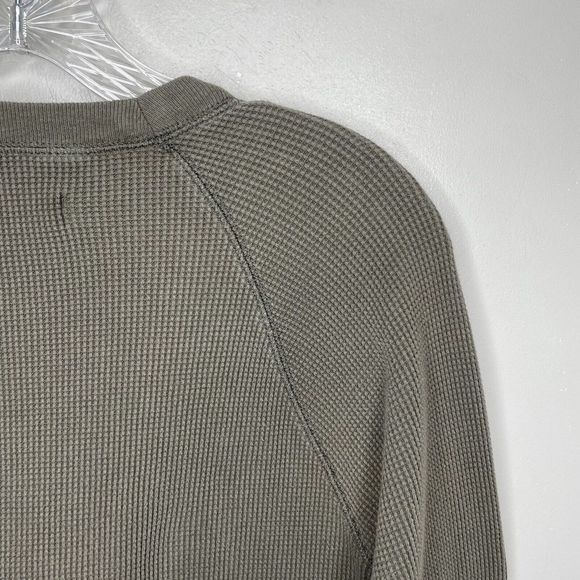 EVERLANE Waffle Tee Women Large L Olive Green Organic Cotton Long Sleeve Thermal - Picture 5 of 7